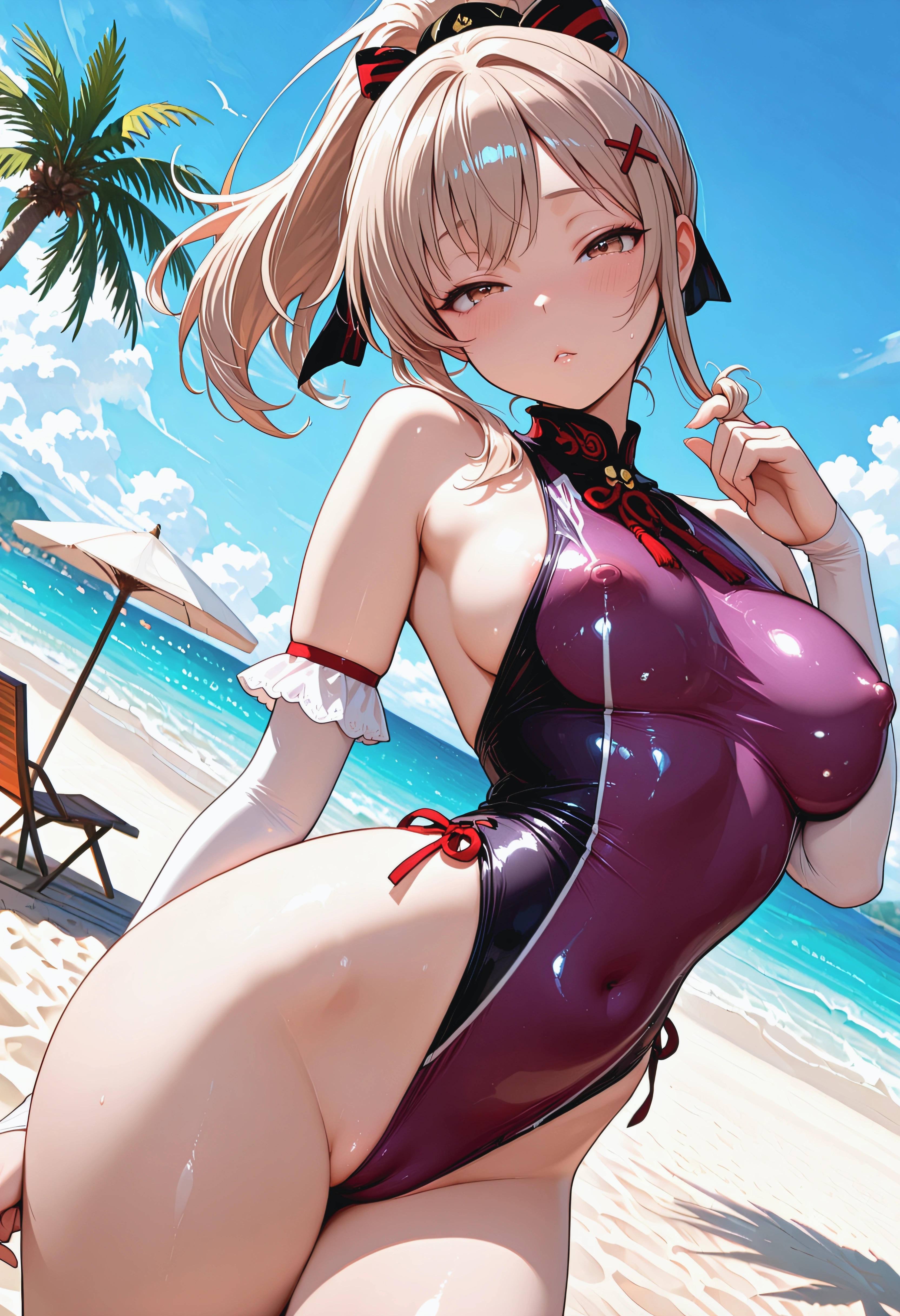 ななちゃん、プライベートビーチにて