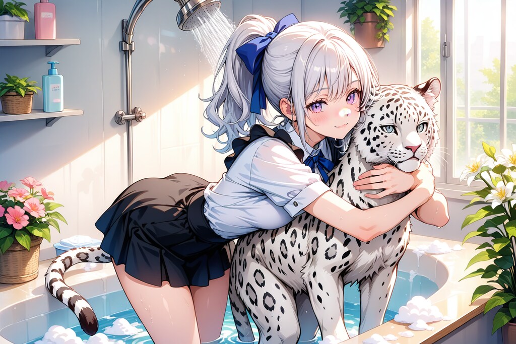 白豹ちゃんにシャンプー