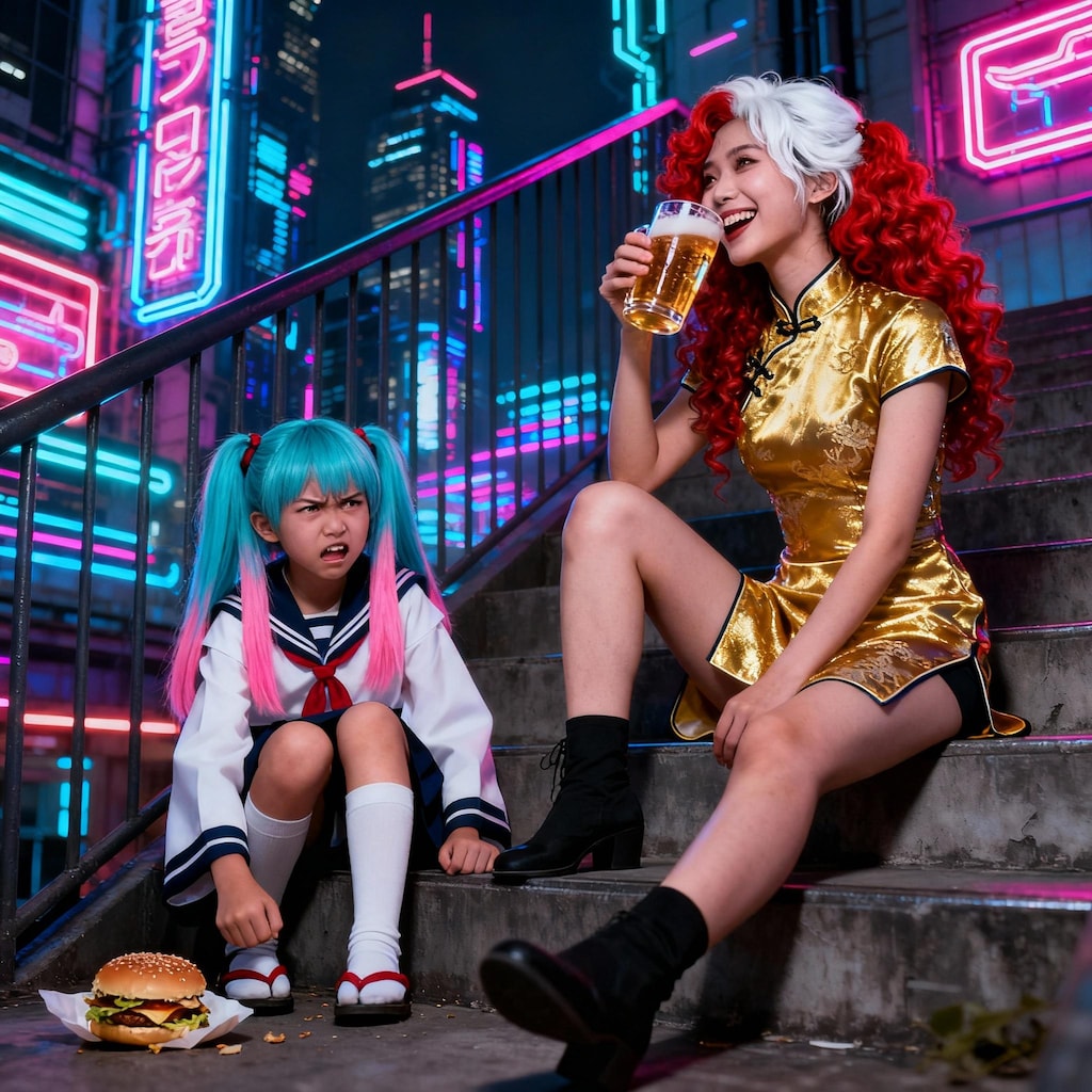 カラフルな髪の２人