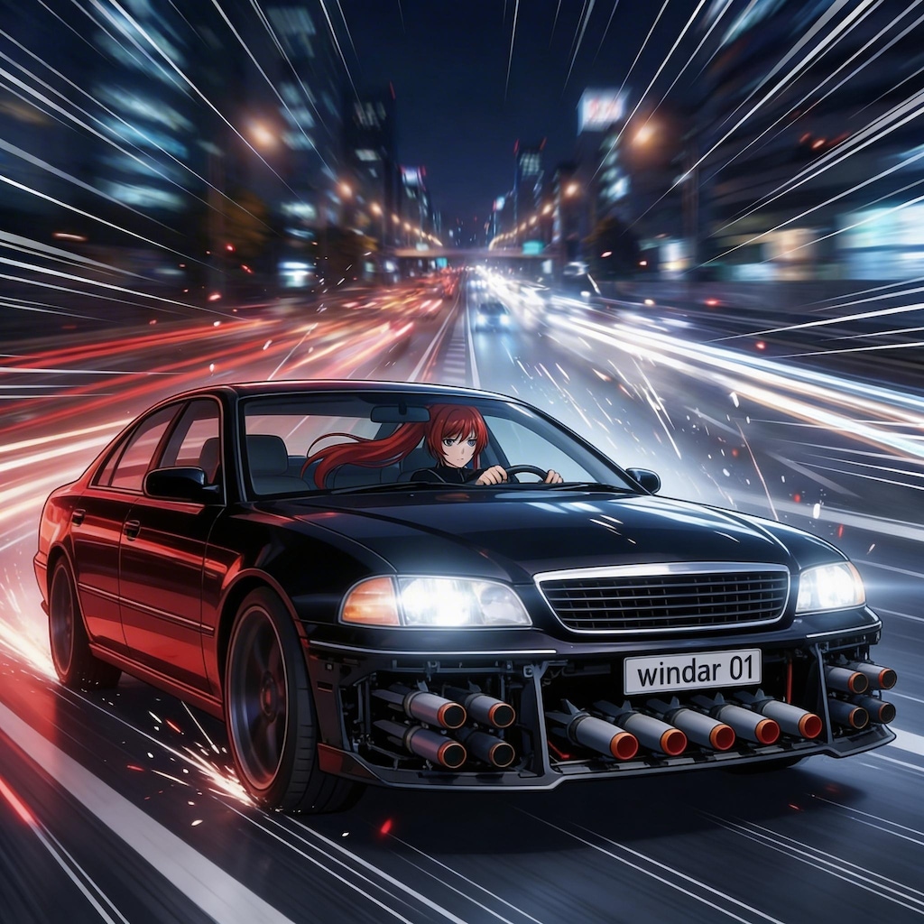 ミサイル発射する車と運転するイリーナ