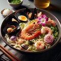 seafood noodleに花を添えて 3枚目