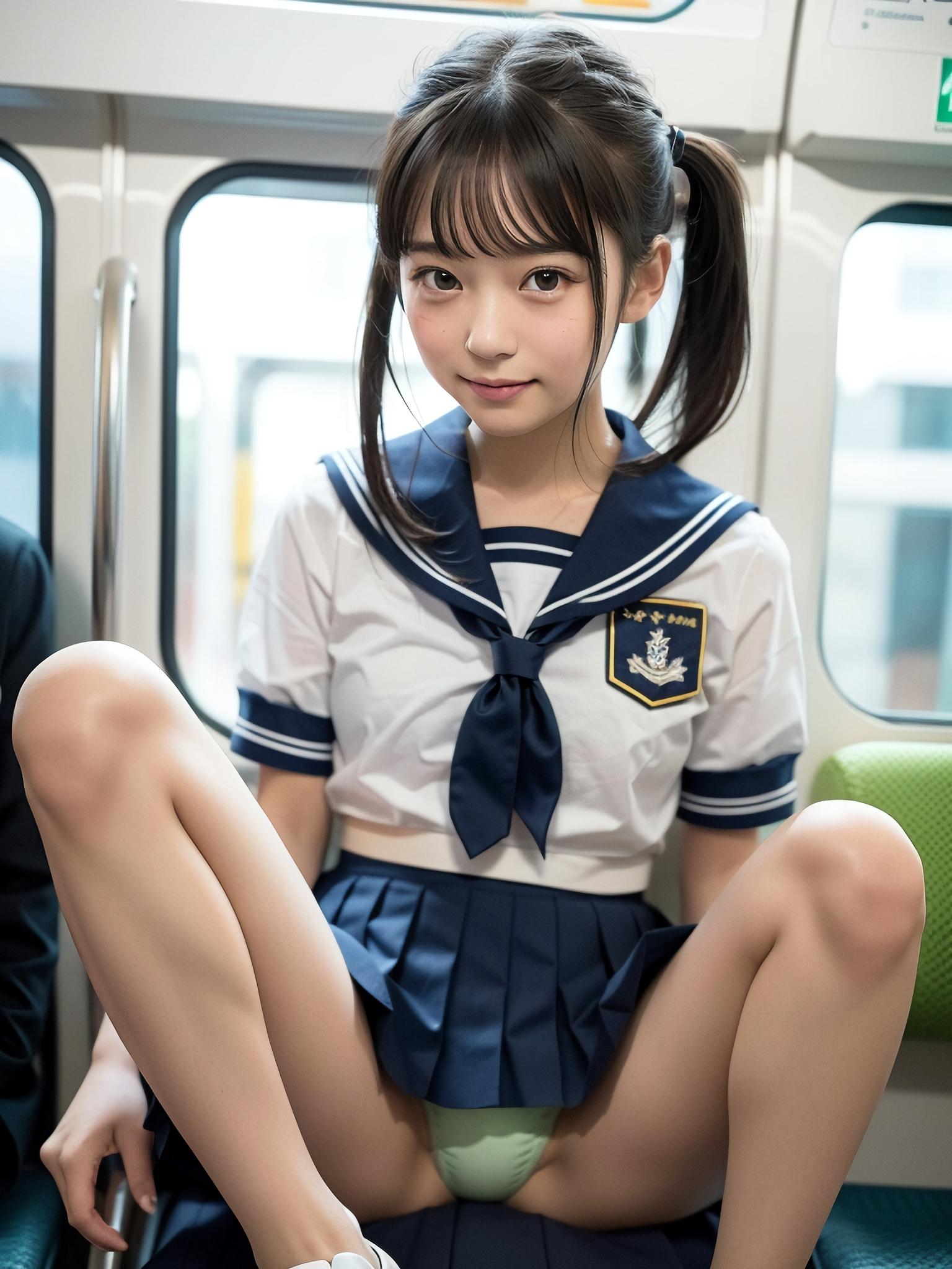 始発パンチラ少女2