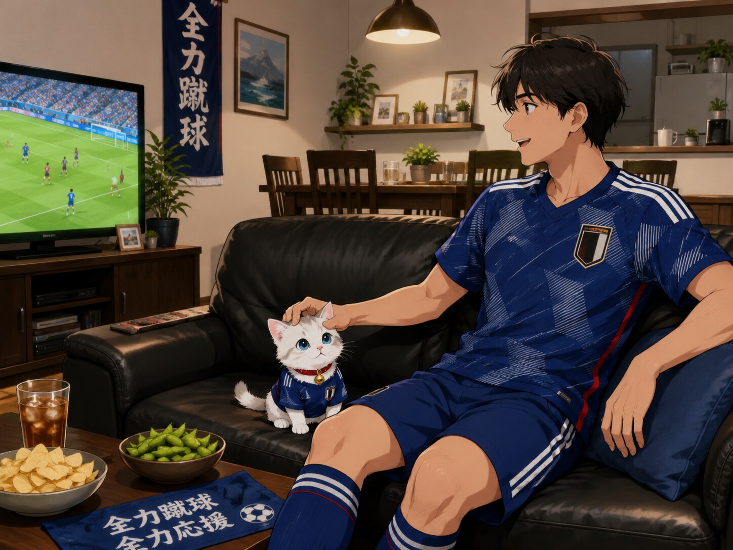 自宅でサッカー観戦