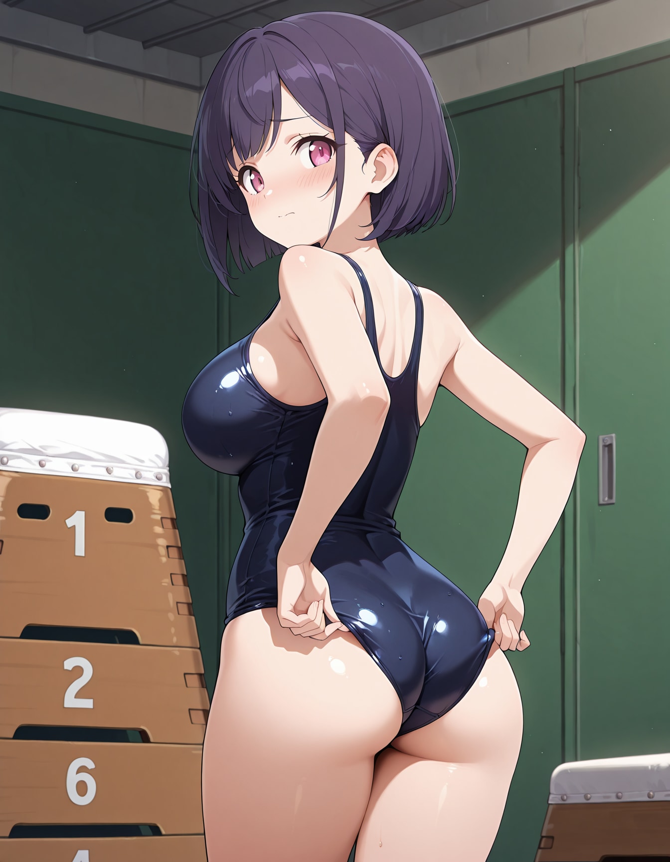 倉庫で準備するカノジョ
