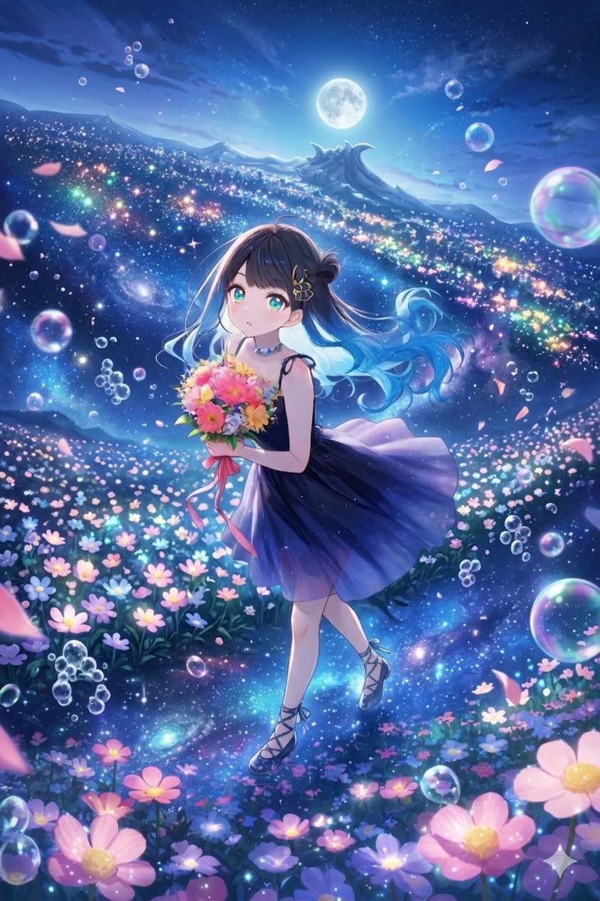 月光と共に輝く星屑花海 | の人気AIイラスト・グラビア