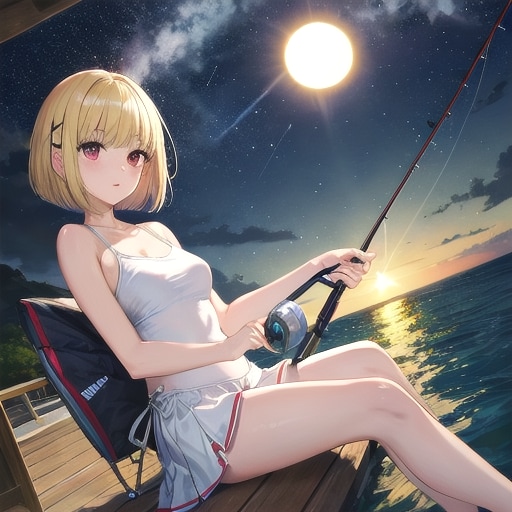 リコリスちさと夜釣り（2） | の人気AIイラスト・グラビア