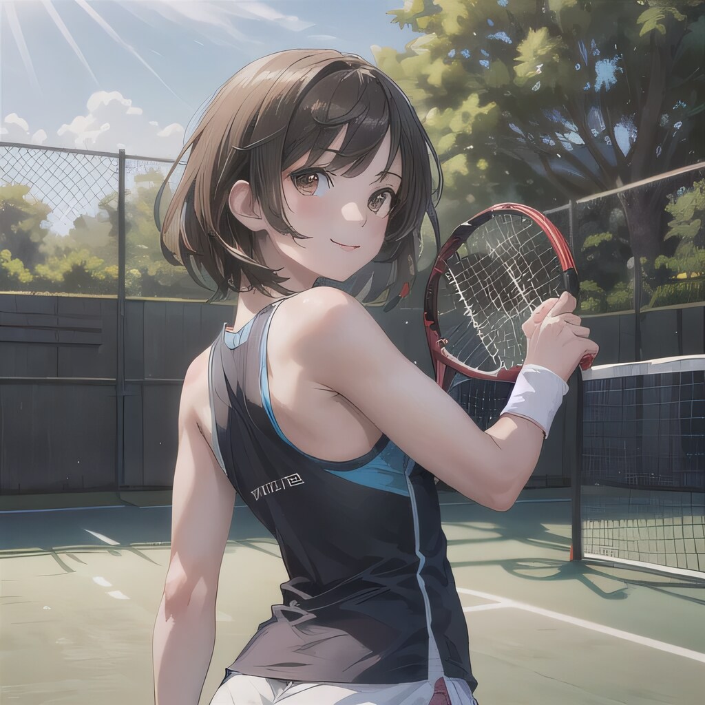 茶髪ボブでテニスウェアの少女６