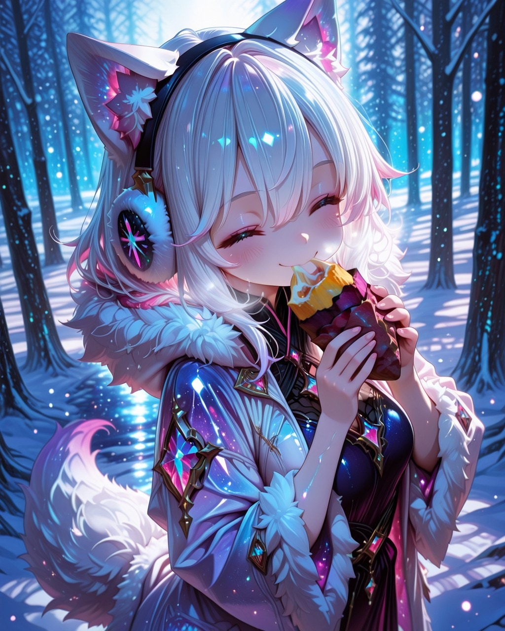 2枚）雪猫さんと焼き芋