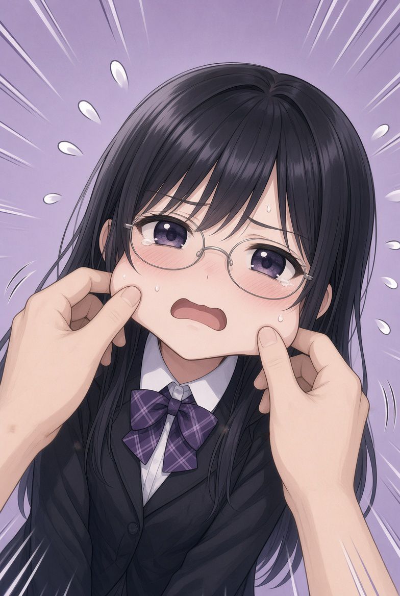 ほっぺたつねろ！（黒髪メガネ） | の人気AIイラスト・グラビア