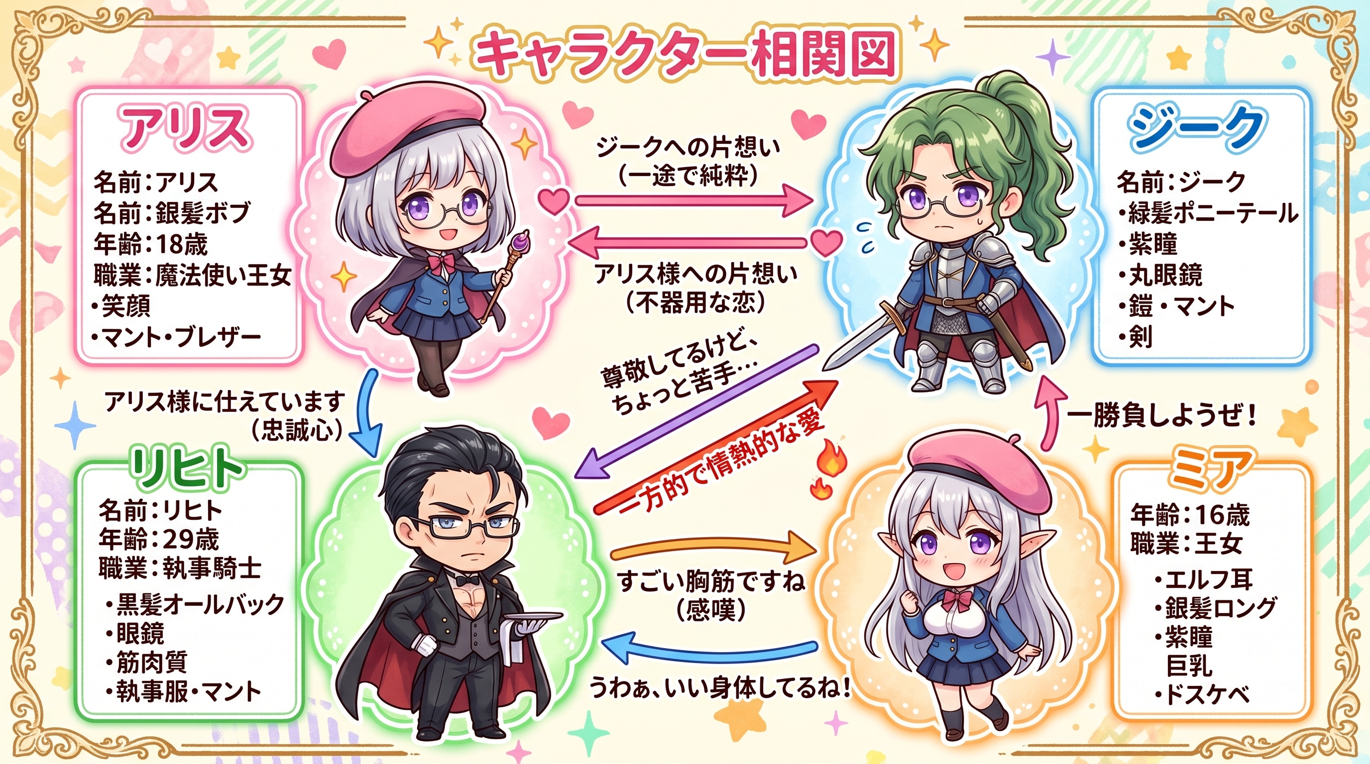 騎士くん達の相関図 | の人気AIイラスト・グラビア