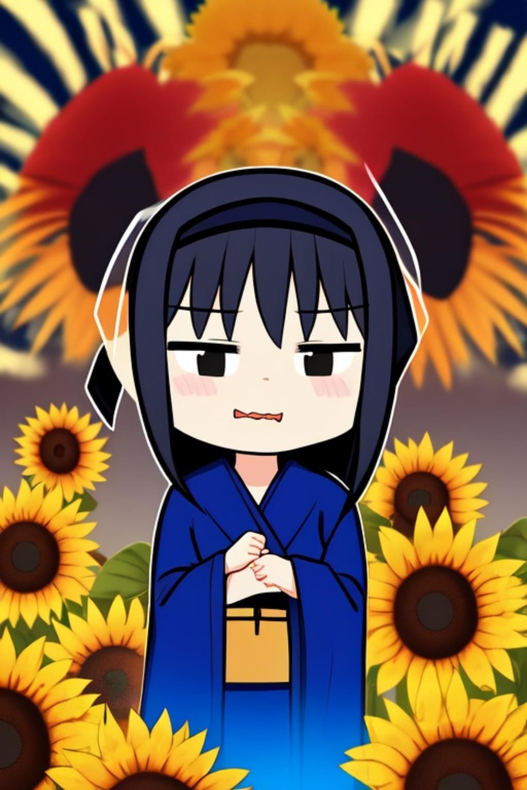海で黒髪ちゃん