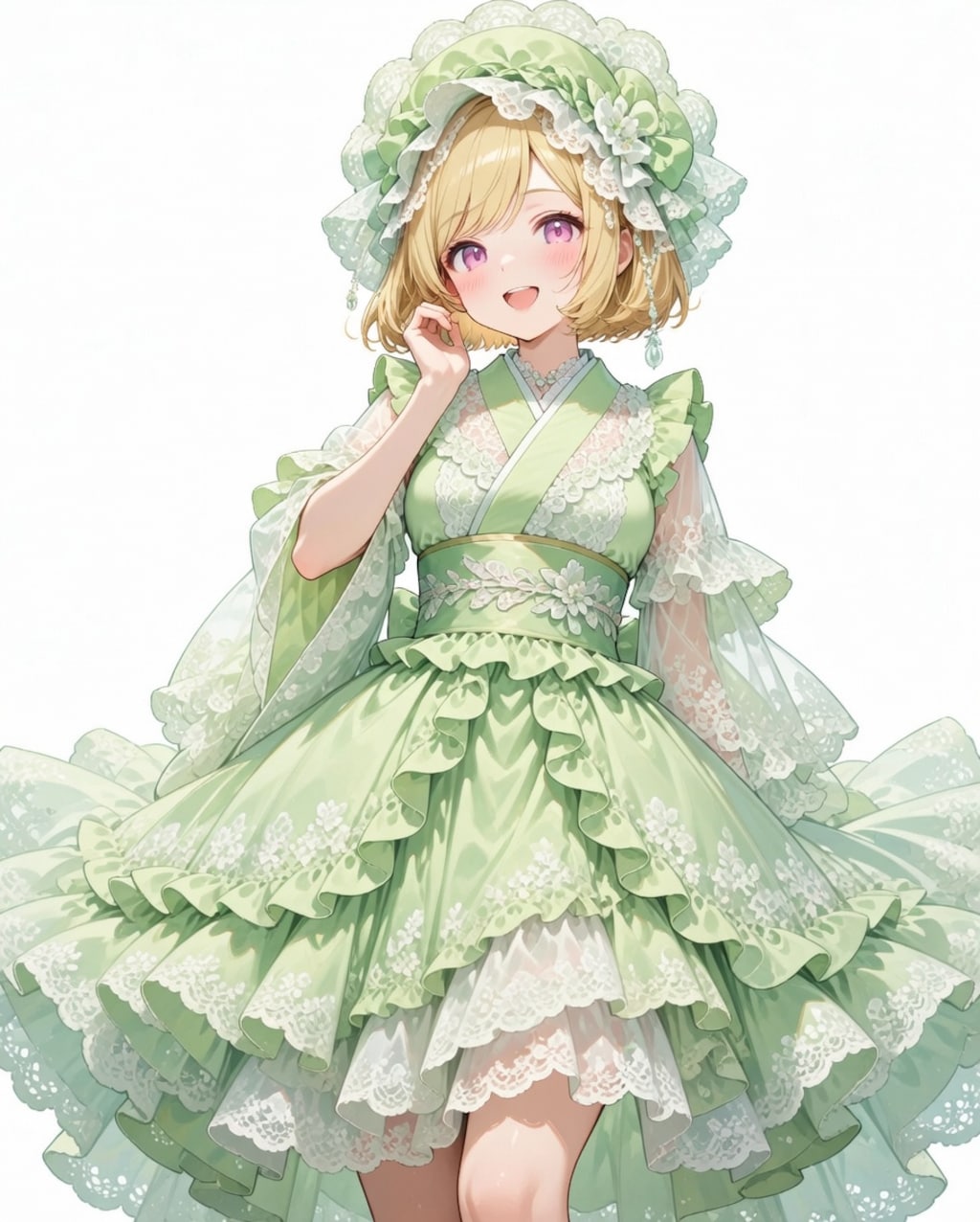 超ガーリーな着物風フリルマシマシドレスのリーシャさん