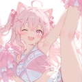 応援するピンク猫ちゃん 3枚目