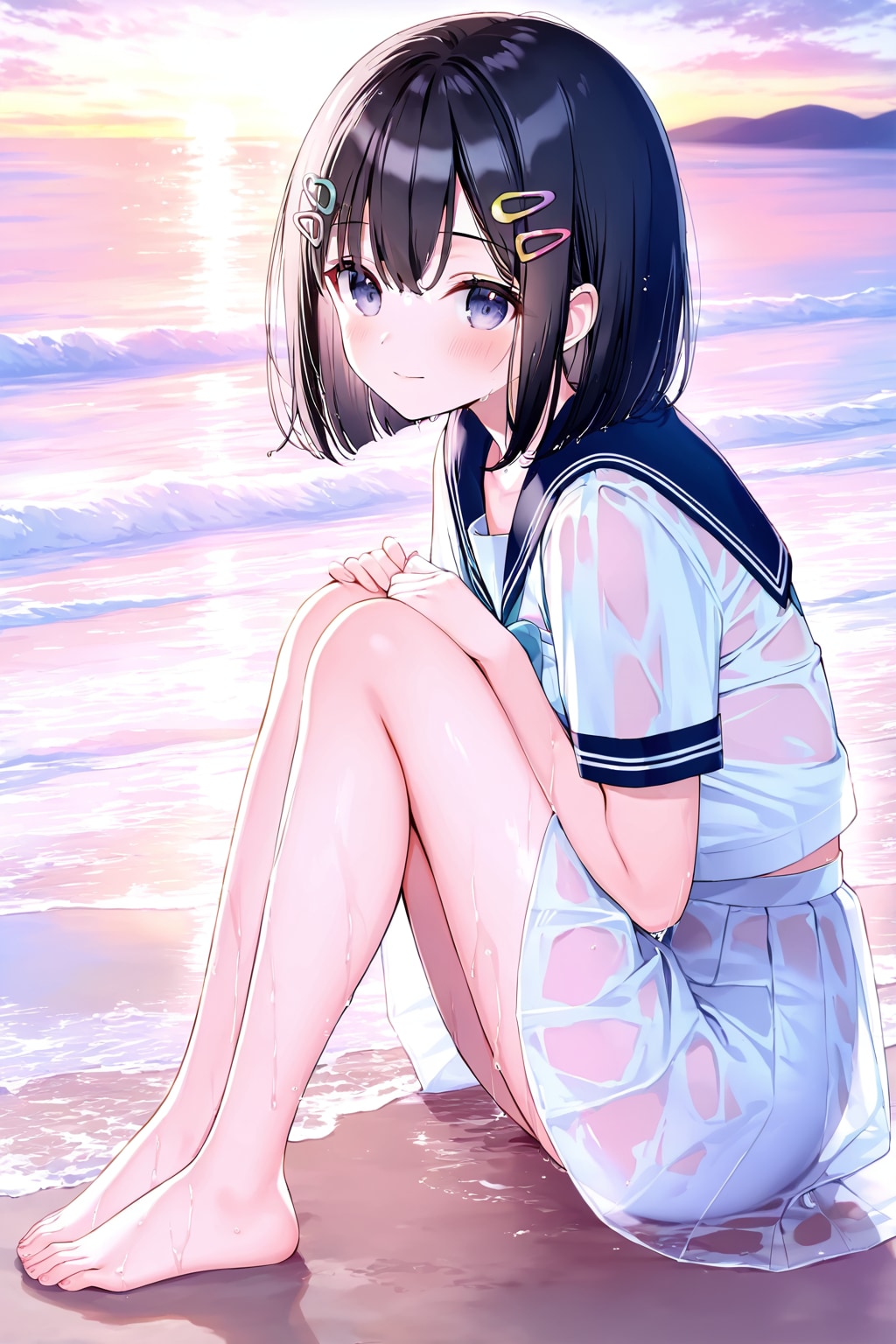 セーラー服と砂浜(LILAC)(15) | の人気AIイラスト・グラビア