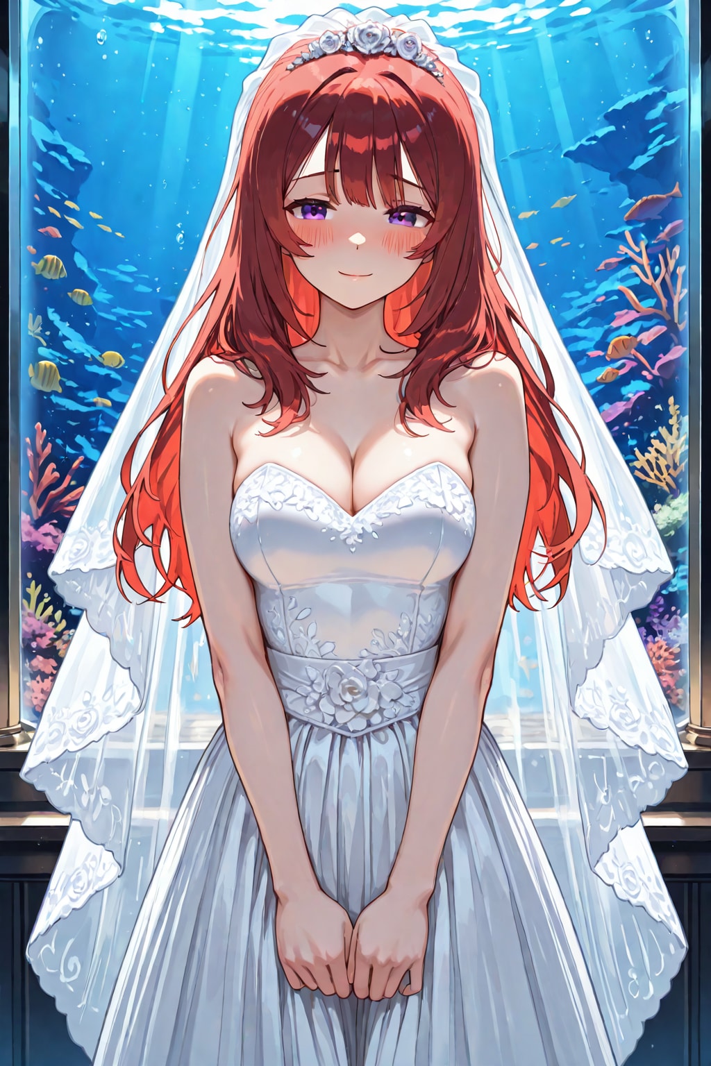 長身美脚赤髪紫目美少女のヴェディングドレス姿💒（ＢＯＮＳＡＩ様版）