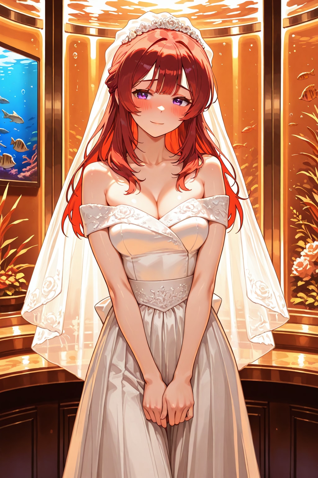 長身美脚赤髪紫目美少女のヴェディングドレス姿💒（ＢＯＮＳＡＩ様版）