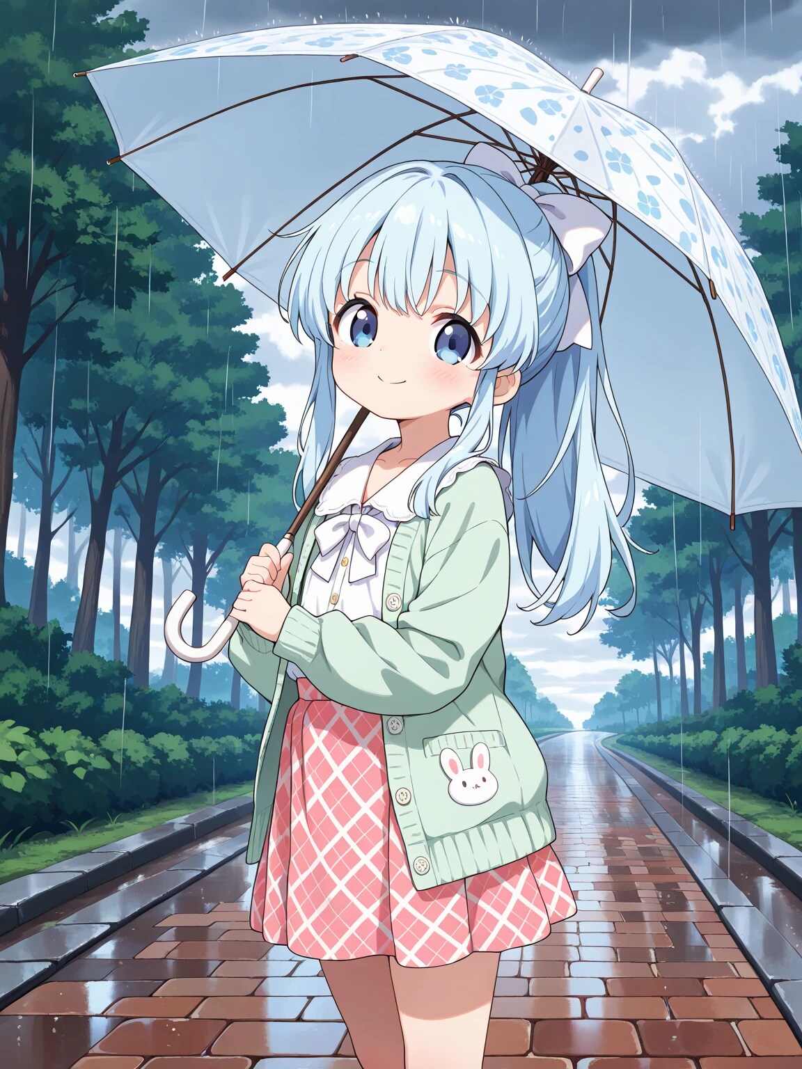 雨の日のお散歩・あおいちゃん | の人気AIイラスト・グラビア