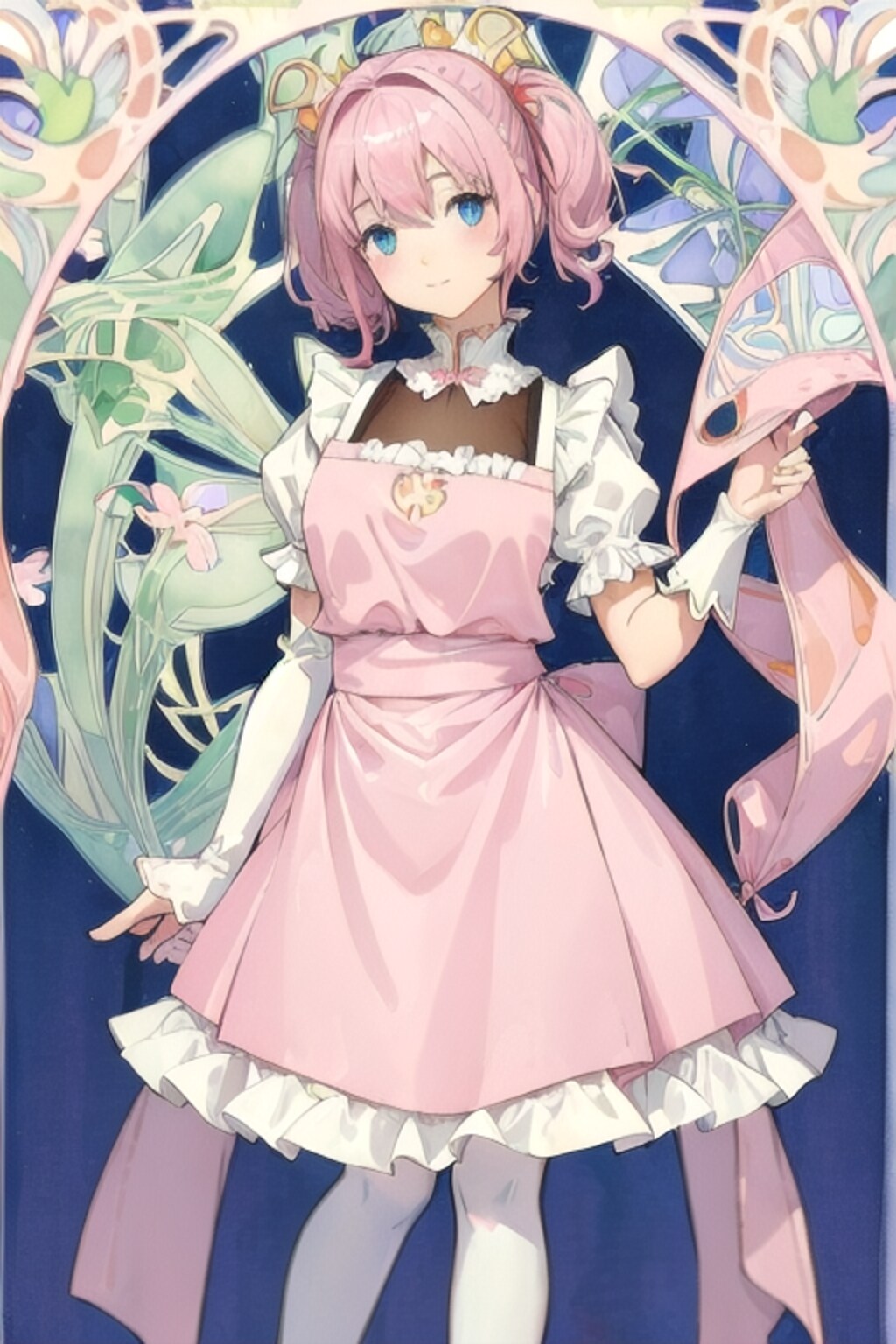 ピンクのメイド服