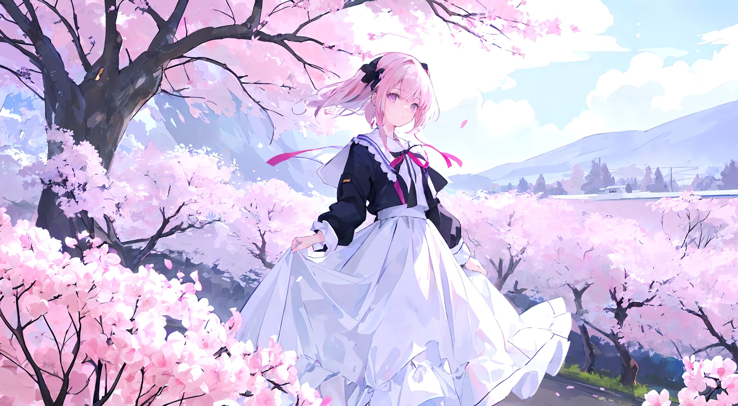 桜の下のサヨナラは、白く染まる | の人気AIイラスト・グラビア