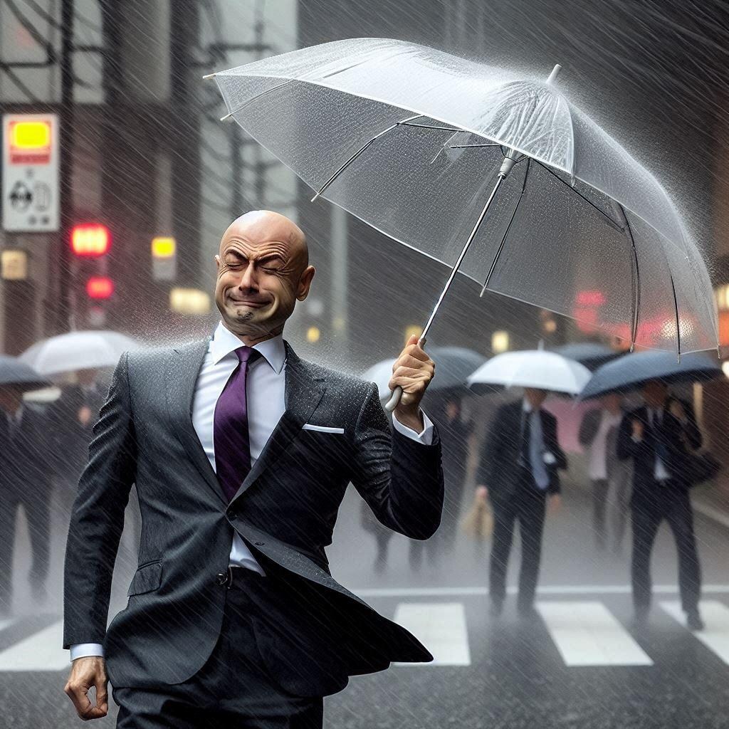 ビニール傘とハゲ部長