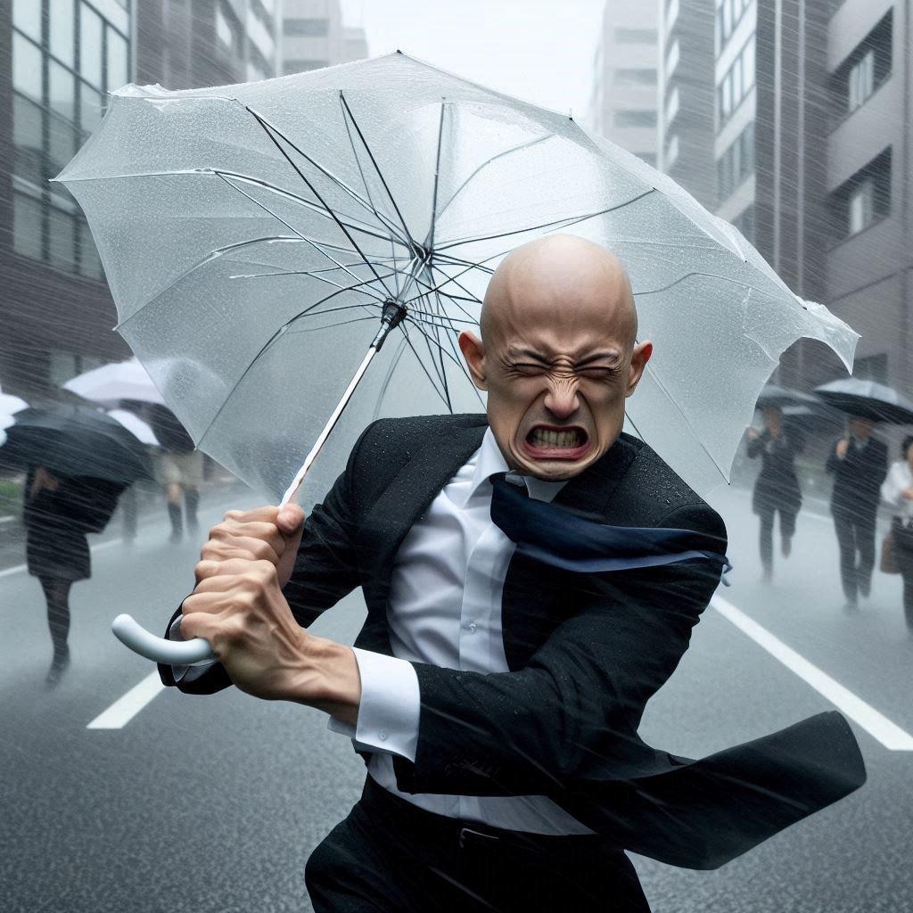 ビニール傘とハゲ部長