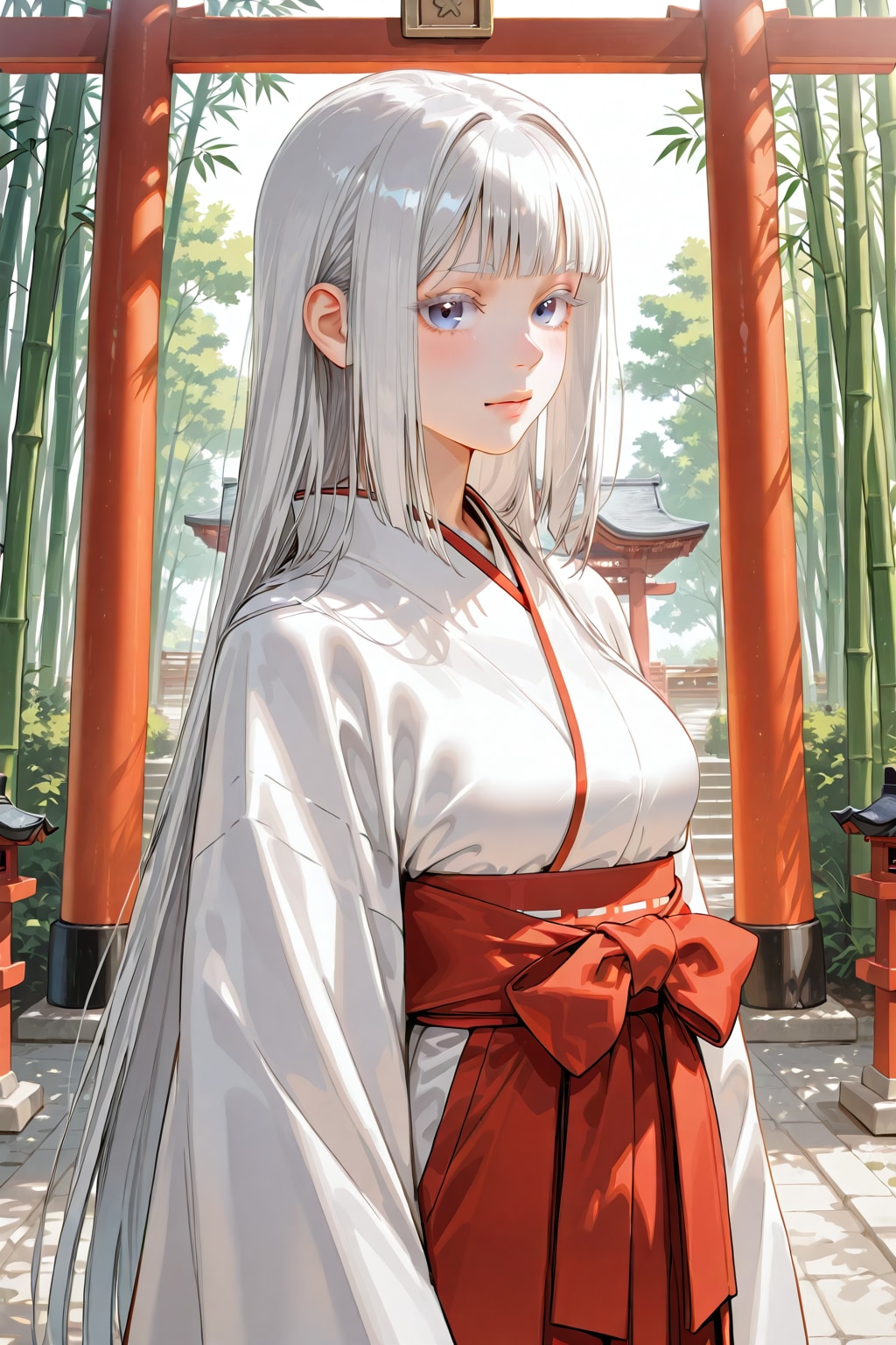 巫女な銀髪さん | の人気AIイラスト・グラビア