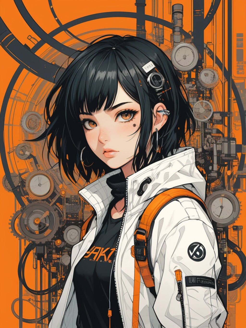 orange cyberpunk girl
