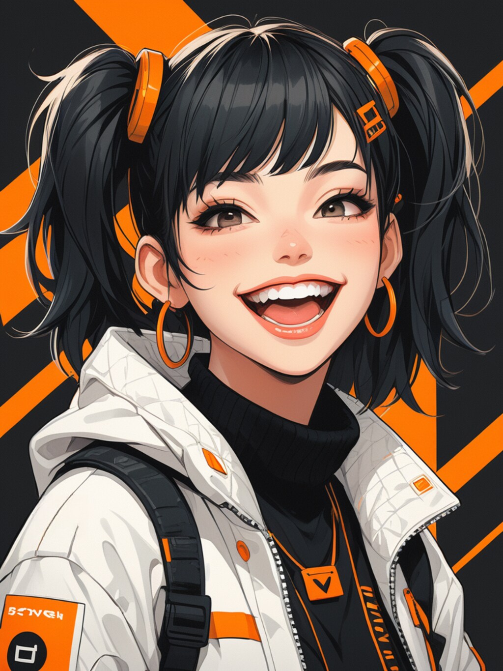 orange cyberpunk girl
