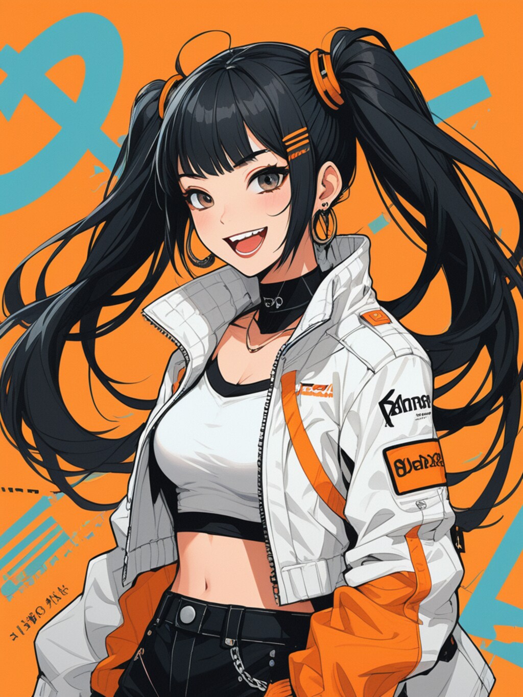 orange cyberpunk girl