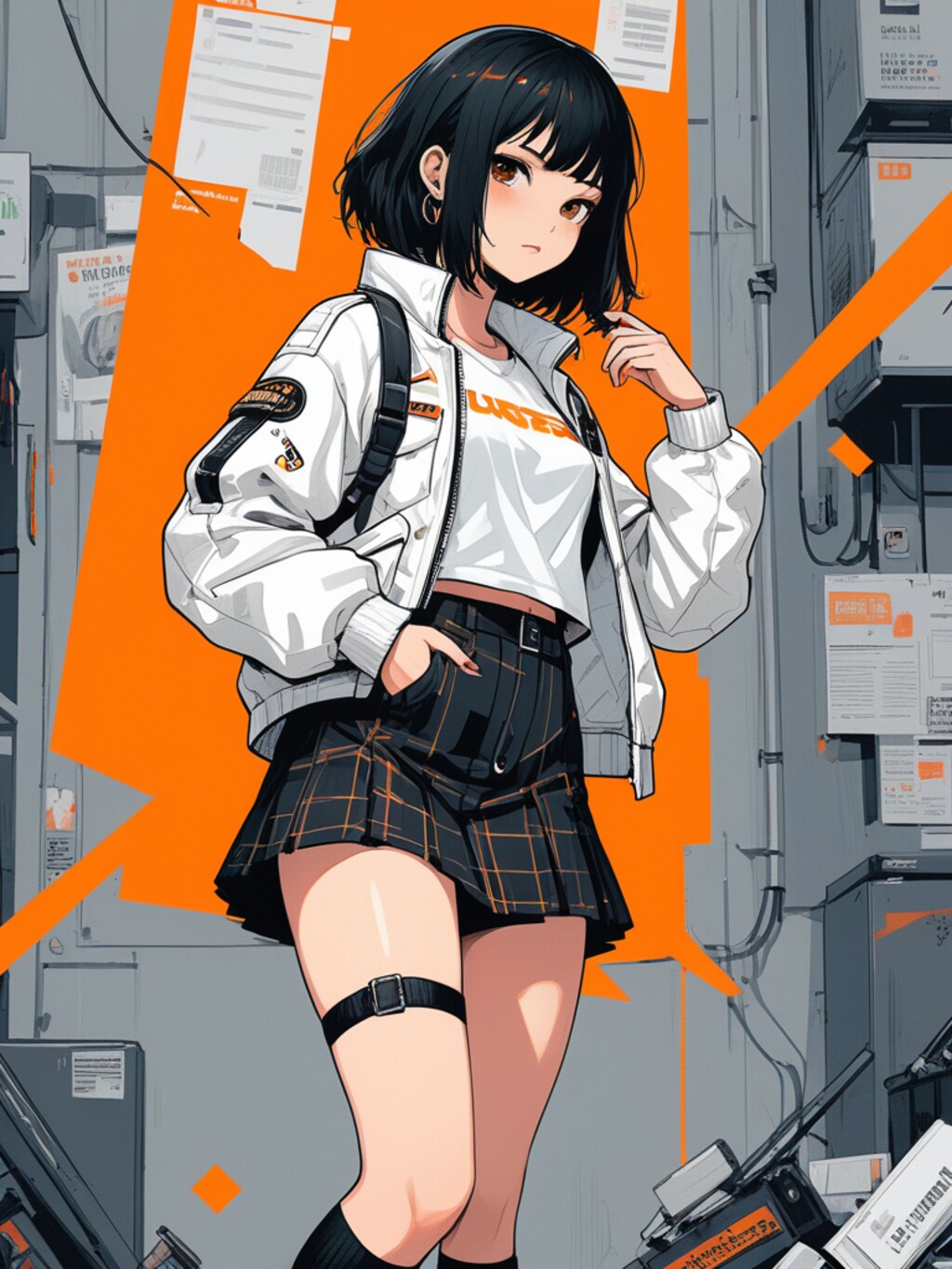 orange cyberpunk girl
