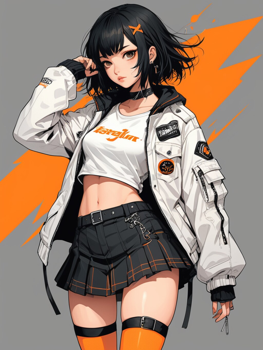 orange cyberpunk girl