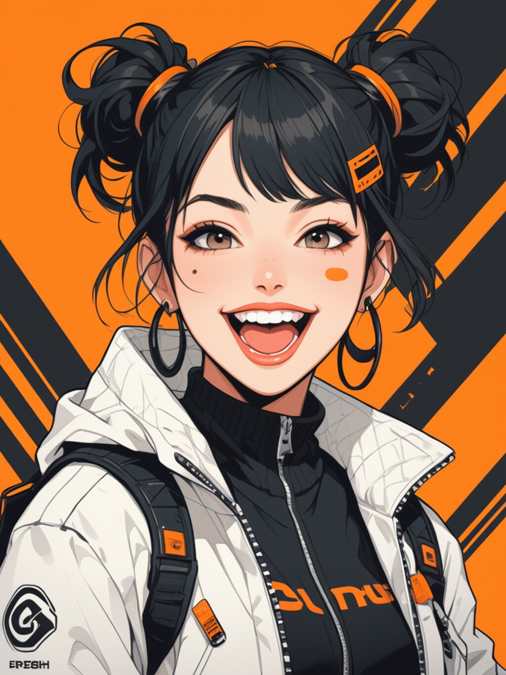 orange cyberpunk girl