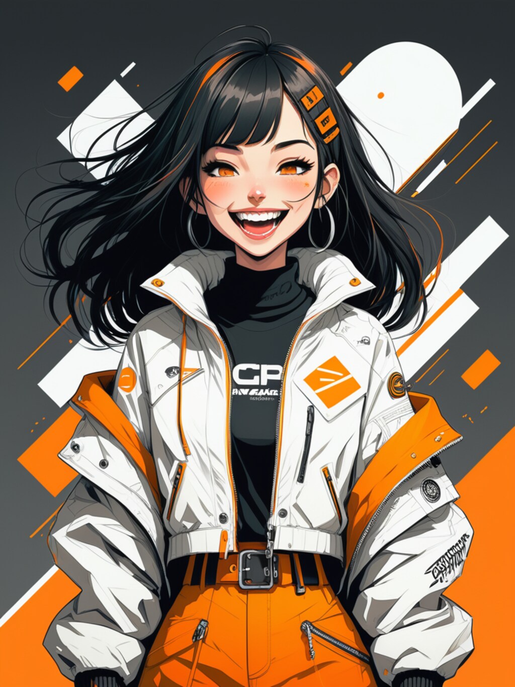 orange cyberpunk girl