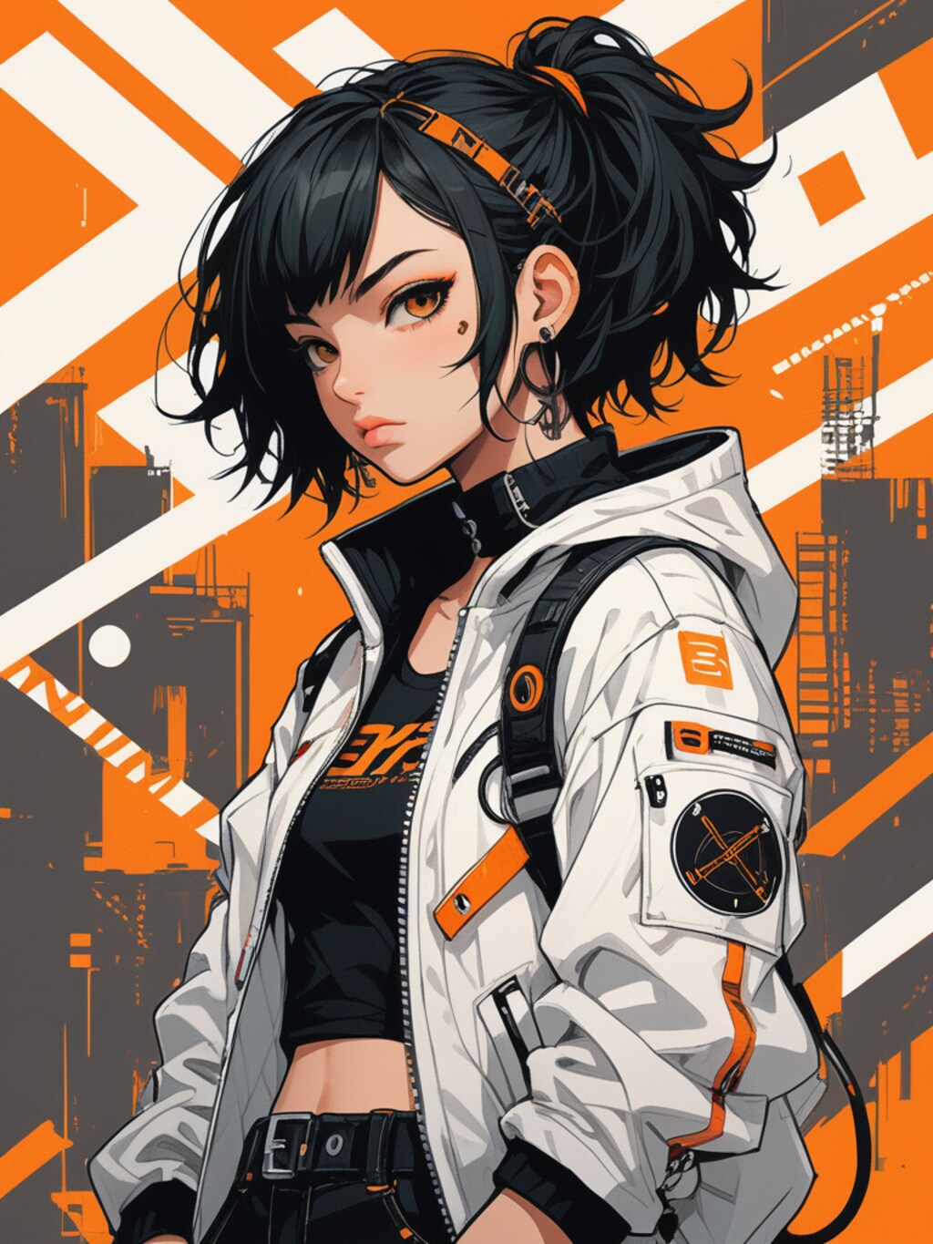 orange cyberpunk girl