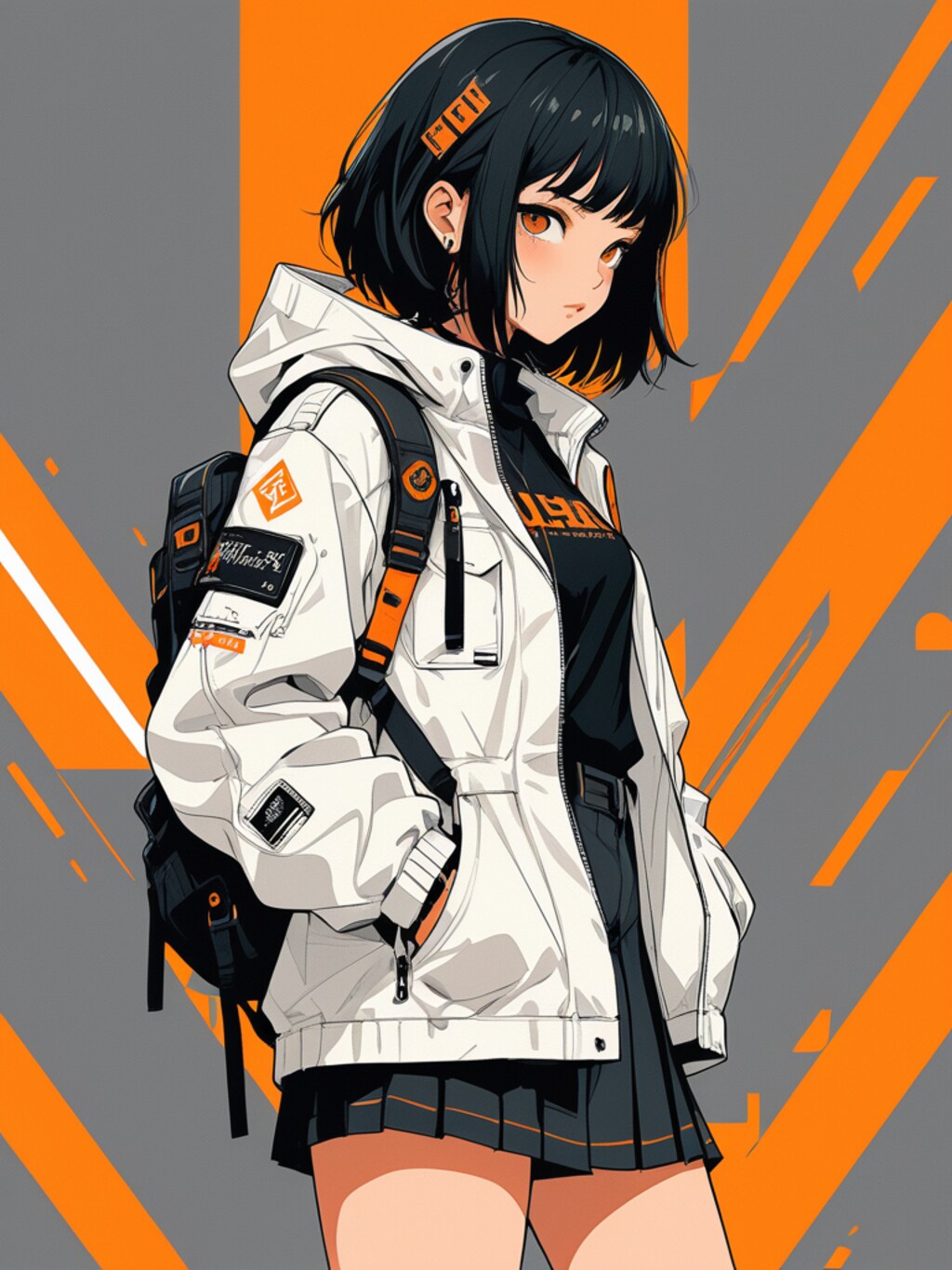 orange cyberpunk girl