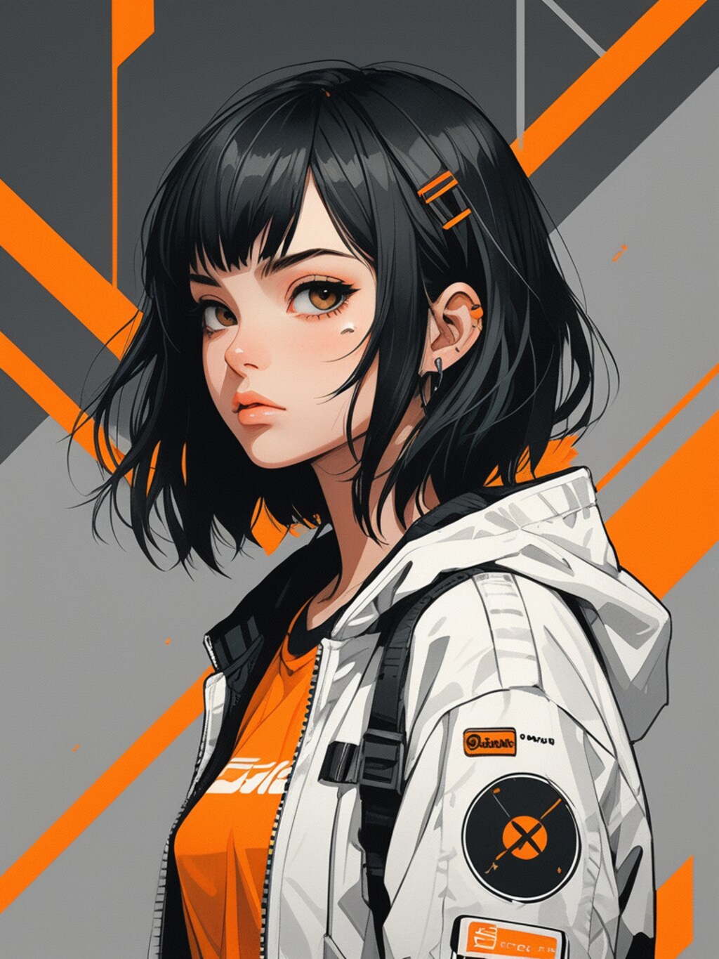 orange cyberpunk girl