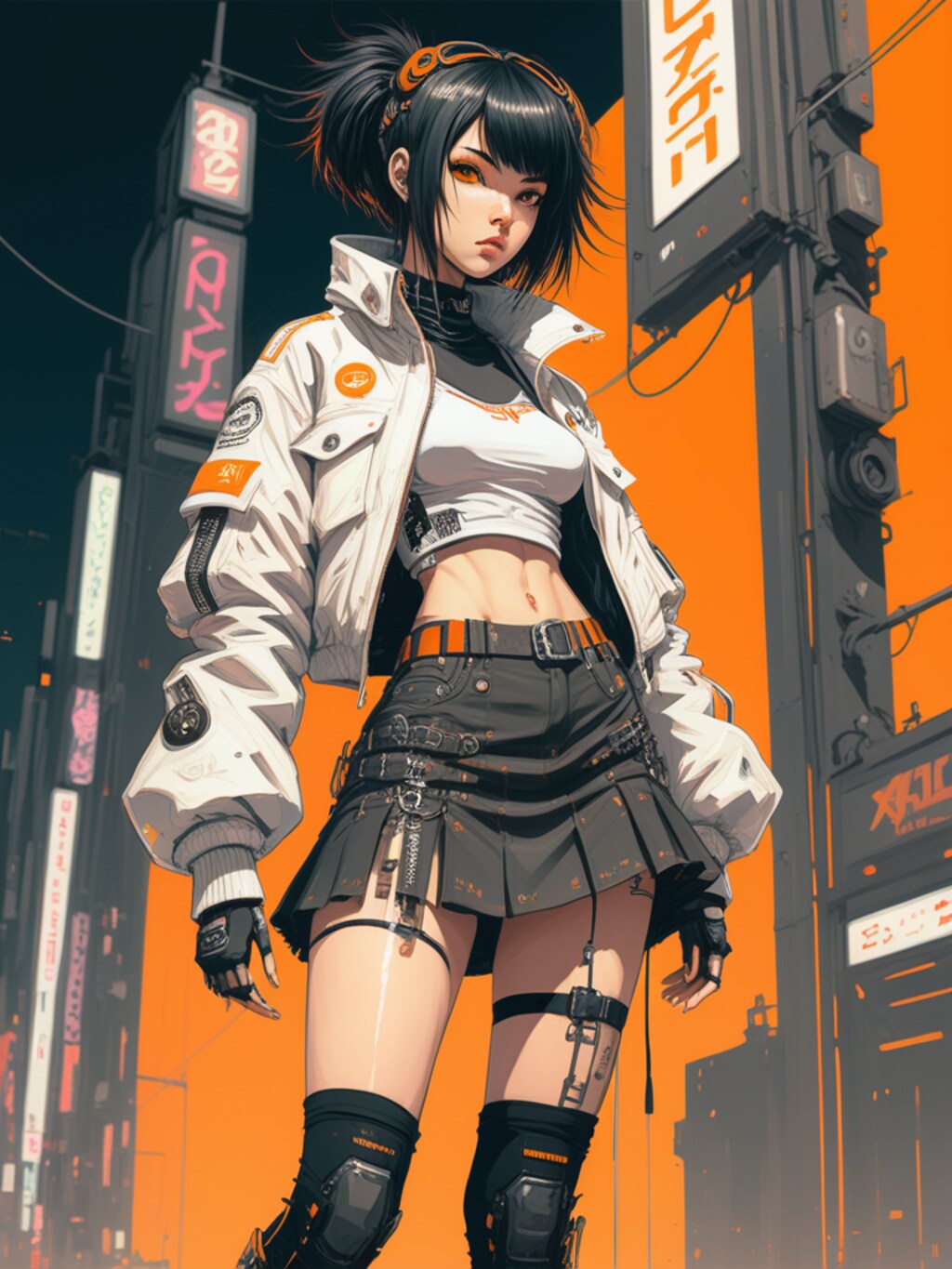 orange cyberpunk girl
