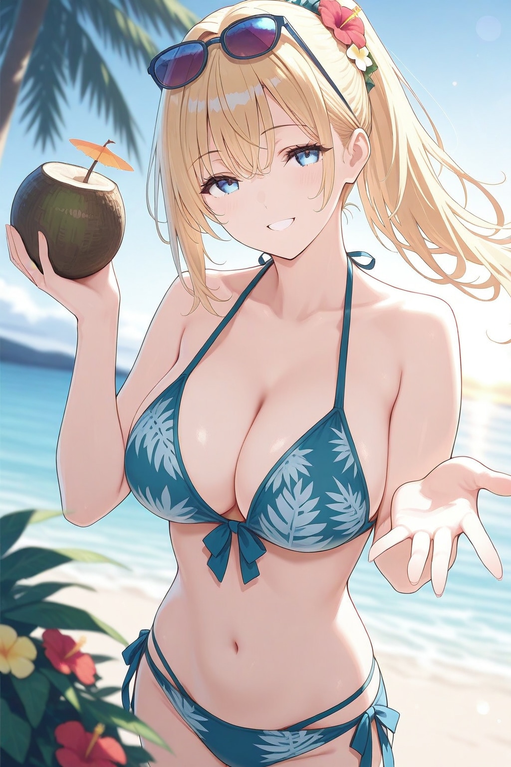 UNICORN金髪ビキニガールとココナッツでアロハ👙🥥🏝️❤️