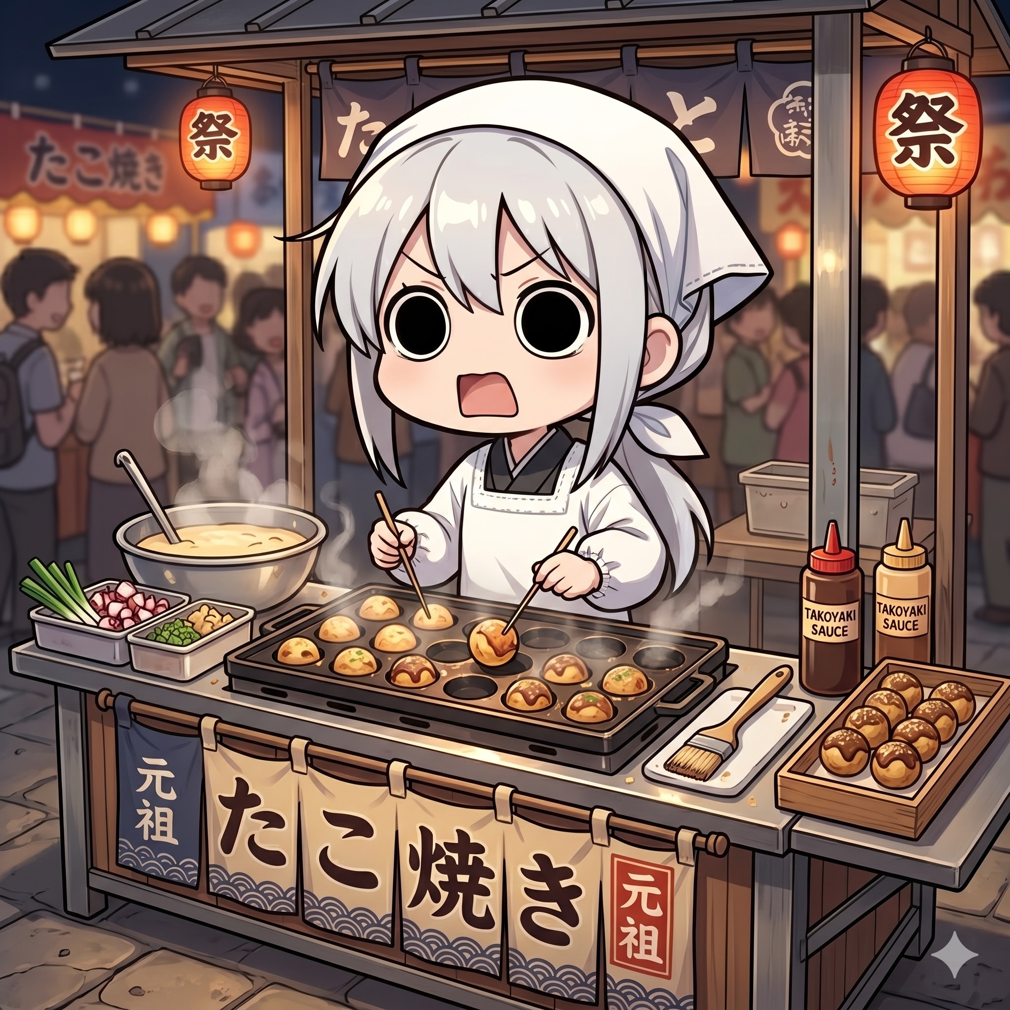 たこ焼きを焼くえらいこっちゃ嬢 | の人気AIイラスト・グラビア