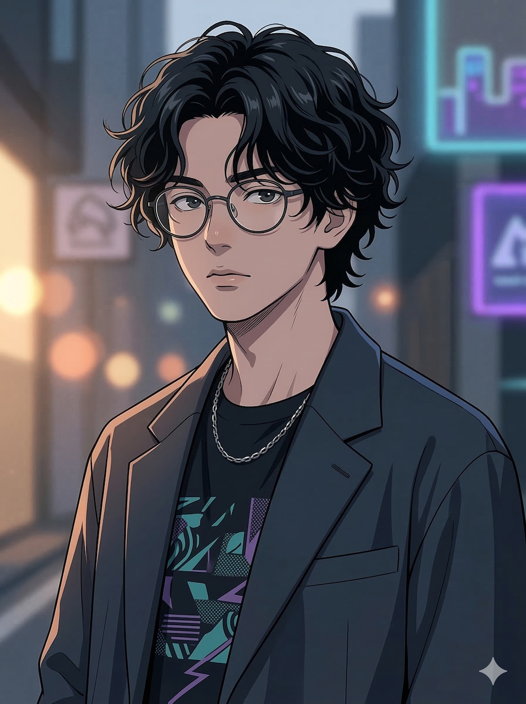 天然パーマの男性