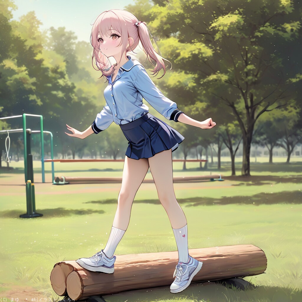 公園の遊具で楽しむ元気っ子