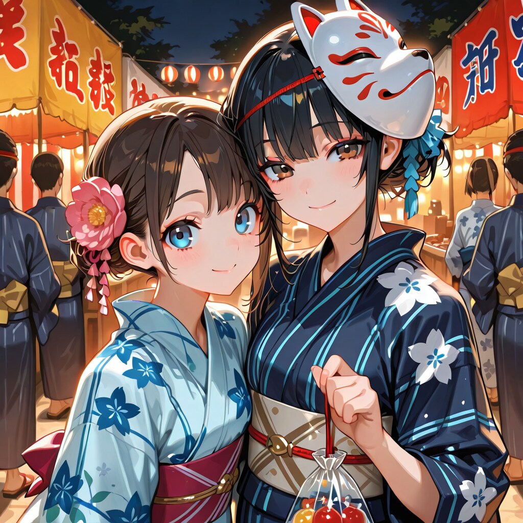 夏祭り記念写真 | の人気AIイラスト・グラビア