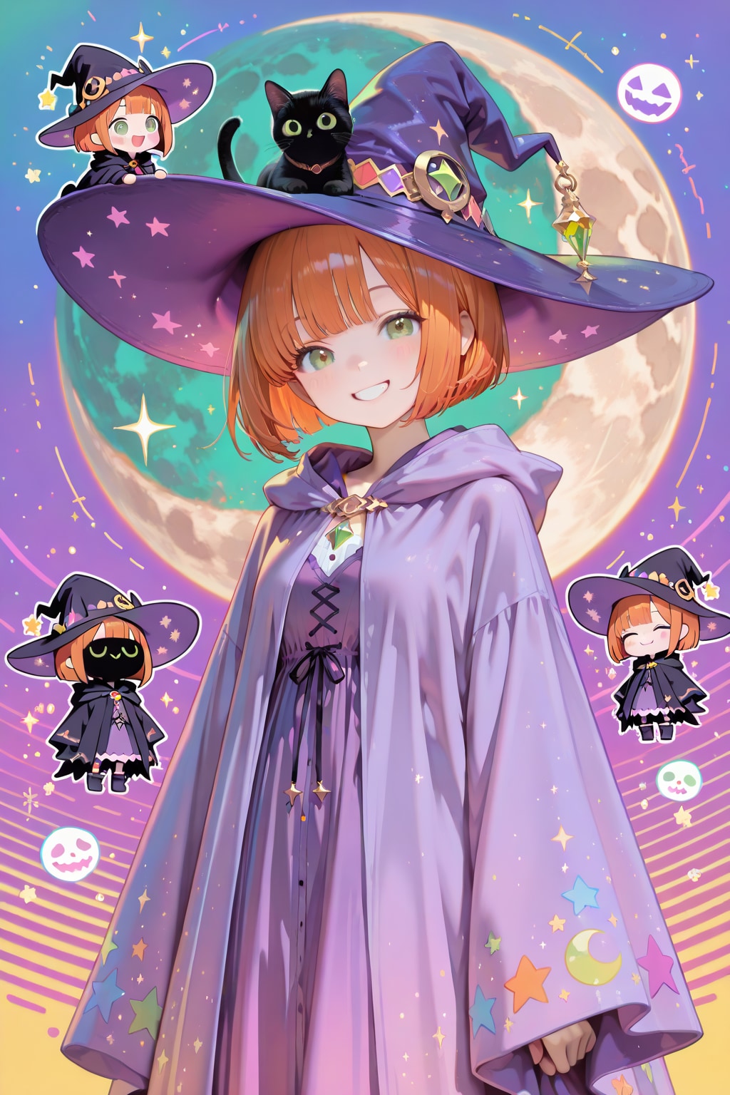 月夜に輝く魔女と黒猫の魔法