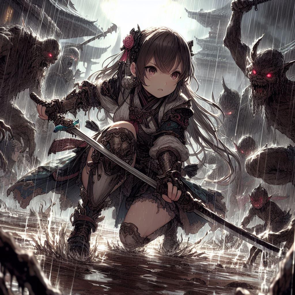 魔物と戦う女の子