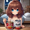 あずき缶で晩酌な小さな女の子 3枚目