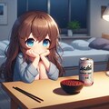 あずき缶で晩酌な小さな女の子 6枚目