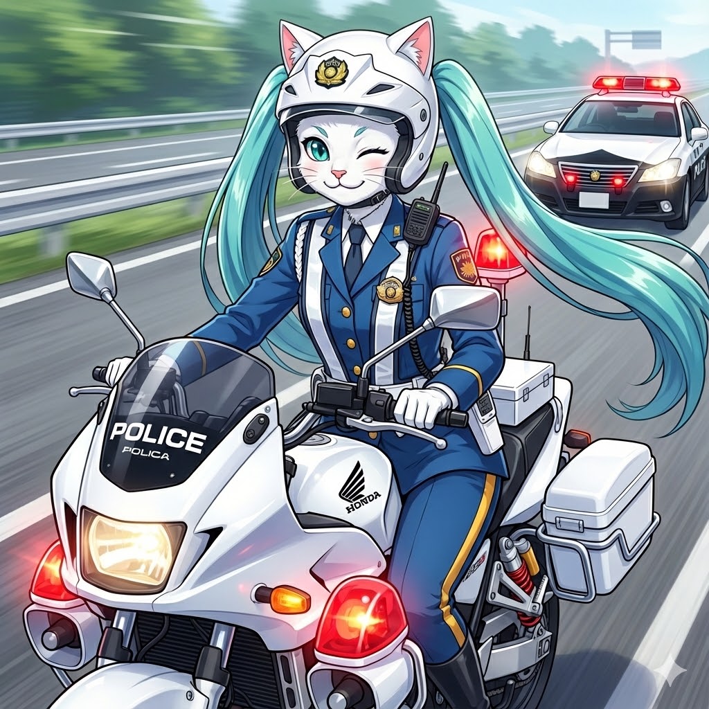 猫の白バイ隊員 | の人気AIイラスト・グラビア