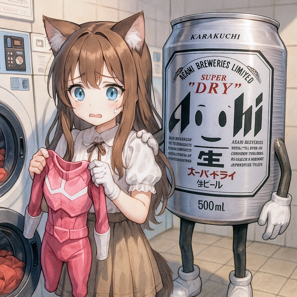 戦隊ホワイトの小さな女の子 洗濯をする