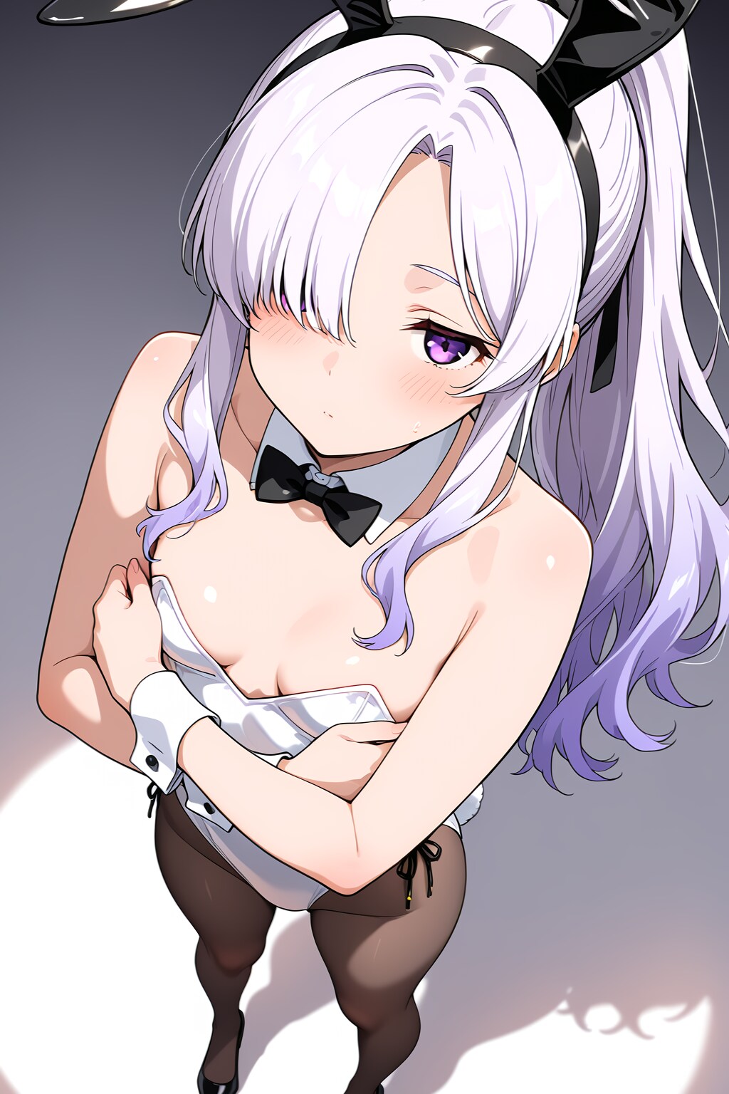 メカクレ薄紫髪ちゃん72『おっぱい強調ポーズ』