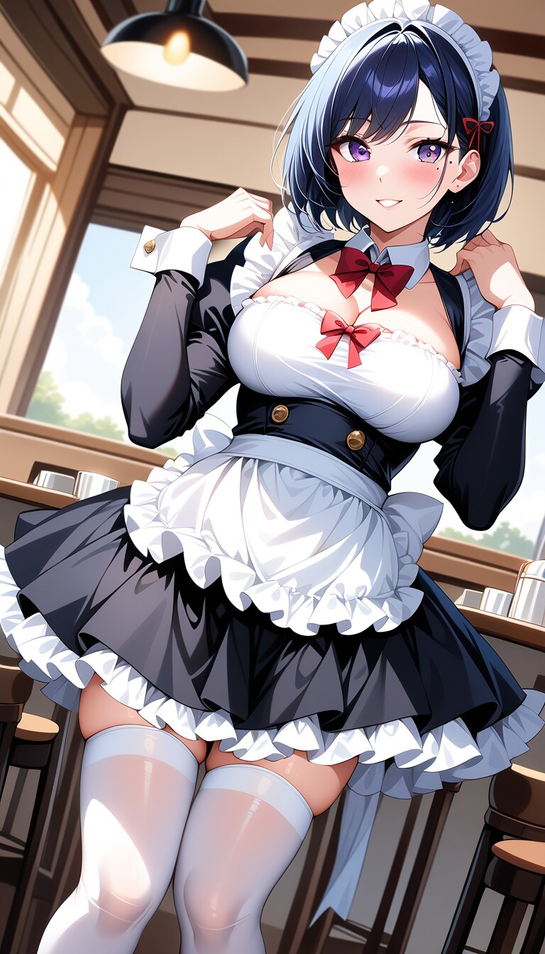 ショートヘア巨乳眼鏡メイド